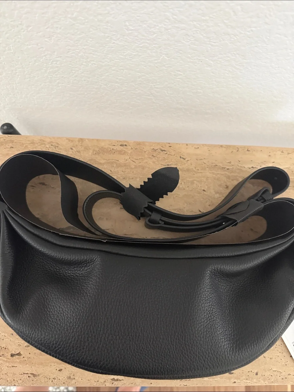COS Black Pebbled Crescent Crossbody Bag with Adjustable Strap
